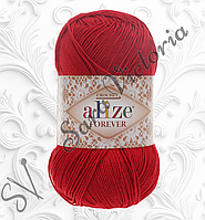 Тонкая красная пряжа Alize Crochet Forever (ализе форевер) для вязания крючком микрофибра 106 темно-красный