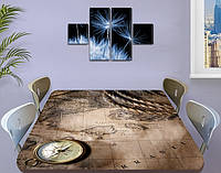 Виниловая наклейка на стол Пиратская карта и Компас, наклейки для декора столов и мебели, серый 70 х 120 см