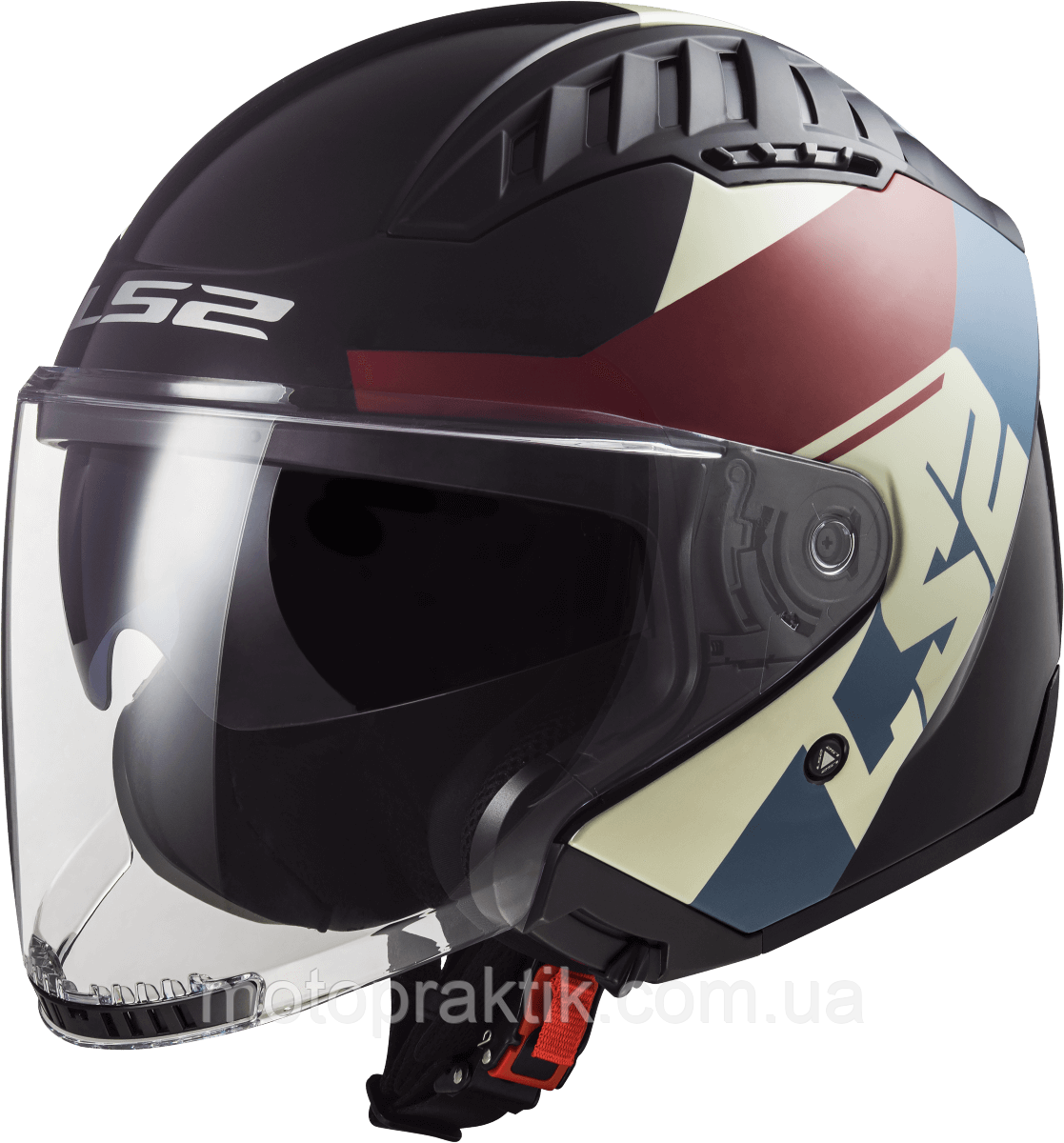 LS2 OF600 Copter 2 Rise Matt Black Red Blue, XS Мотошолом лицевик з окулярами
