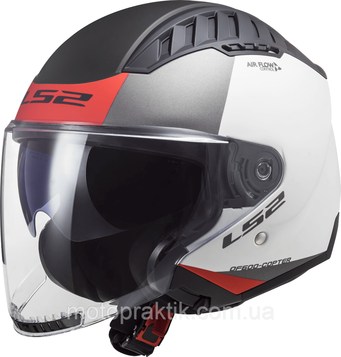 LS2 OF600 Copter 2 Urbane Matt White Red, XS Мотошолом лицевик з окулярами
