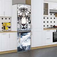 Вінілова наклейка на холодильник, тигр білий, 180х60 см - Лицьова (В), з ламінуванням