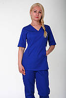 Яскраво-синій медичний костюм жіночий хіругрічний тканина коттон (розмір 42-60)