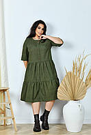 Комфортне вельветове каскадне плаття вільного крою великих розмірів (р.50-60). Арт-2668/5