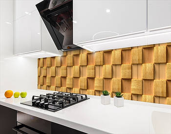 Кухонна плитка на кухонний фартух з 3д текстурою кубів, з двостороннім скотчем 62 х 205 см, 1,2 мм