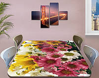 Наклейка на стол розовые Хризантемы, самоклеющаяся виниловая пленка для стола, цветы, розовый 60 х 100 см