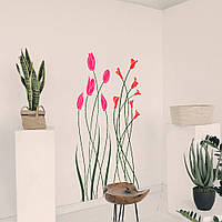 Трафарет цветы тюльпаны на стену в гостиную, спальню 150 х 95 см одноразовый из самоклеящейся пленки