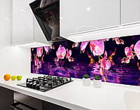 Наклейка на кухонний фартух 60 х 200 см, з фотодруком та захисною ламінацією орхідеї над водою (БП-s_fl11739)