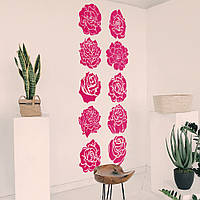 Трафарет цветы розы на стену в гостиную, спальню, прихожую, 232 х 116 см одноразовый из самоклеящейся пленки