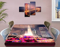Виниловая наклейка на стол Разноцветный радужный фонтан самоклеющаяся пленка с ламинацией, серый 60 х 100 см