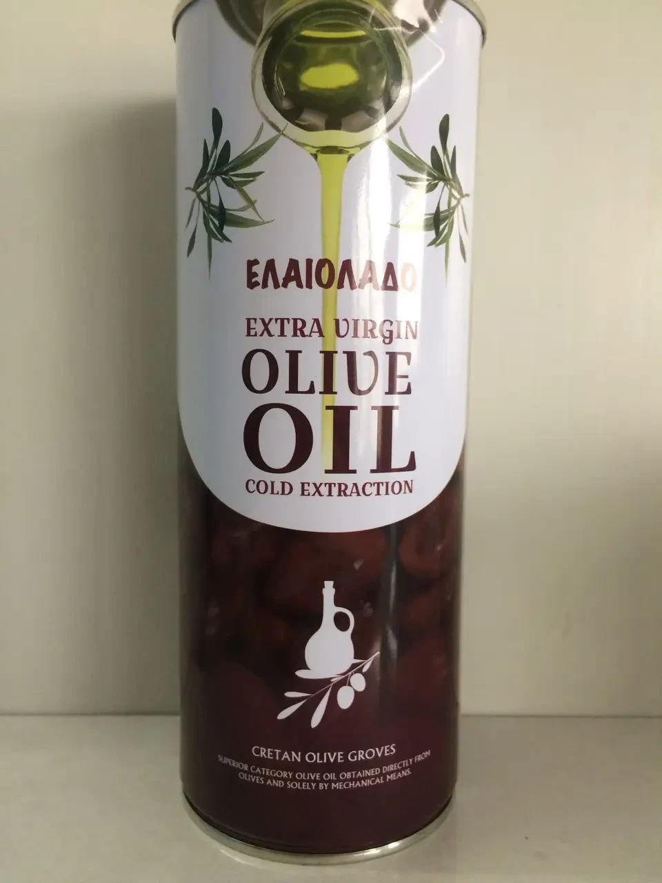 Оливкова олія рафінована Elaiolado Extra Virgin, 1 л, Греція, для смаження, у бляшанці, фото 1