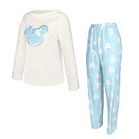 Женская тёплая махровая пижама Mickey Mouse White + Blue M sss