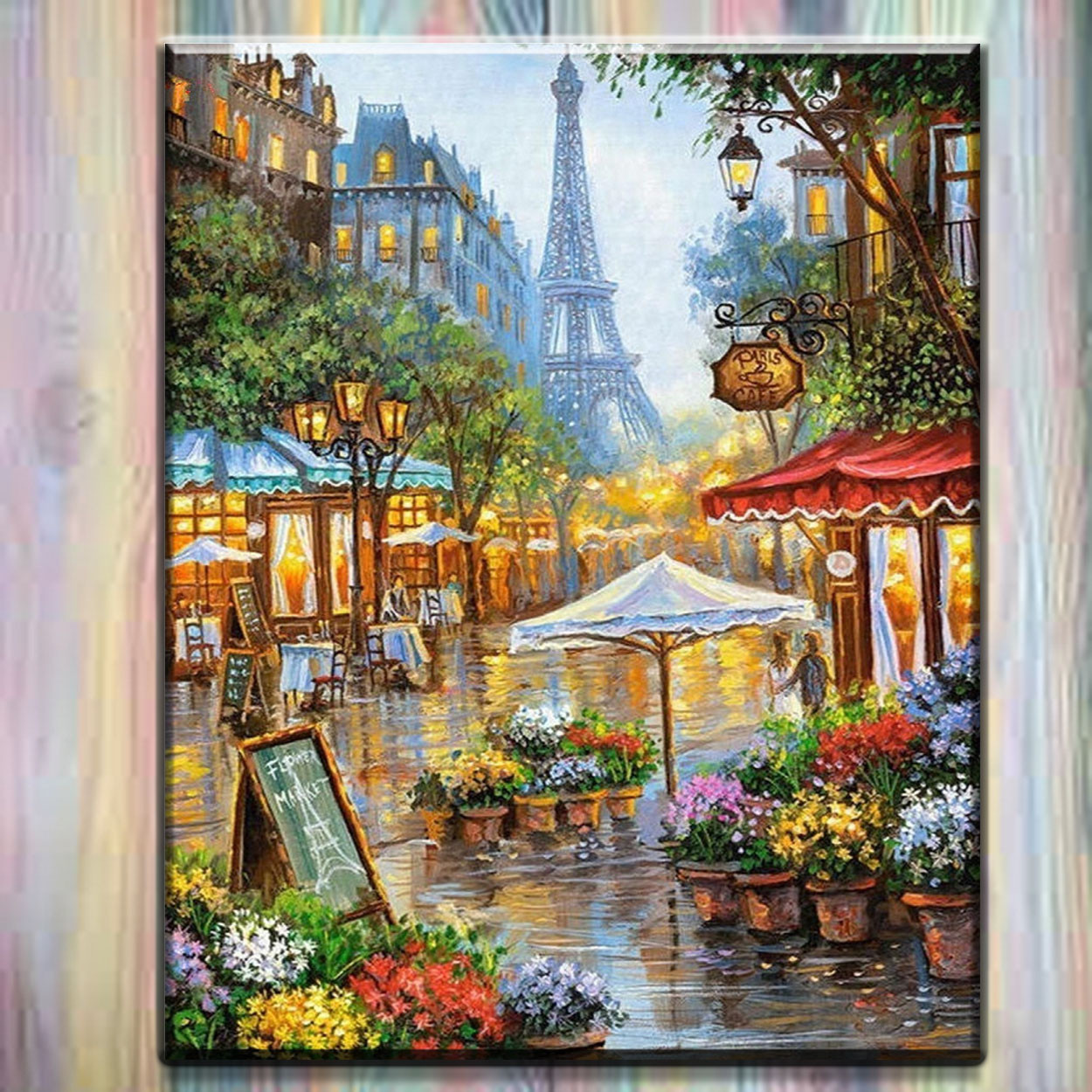 Алмазна мозаїка на підрамнику Міський пейзаж "Кафе в Парижі" 40*50 см My-Art TN1141