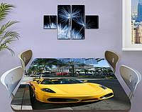 Декоративная наклейка на стол Ламборджини виниловая пленка самоклейка, транспорт, желтый 60 х 100 см