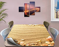 Покриття для столу, м'яке скло з фотодруком, Морський пісок та мушлі 60 х 100 см (1,2 мм)