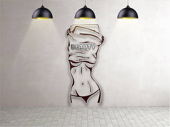 Панно 3D декоративне з об'ємом 15 мм для стін, Романтика 204 х 98 см коричневе із дзеркальним написом
