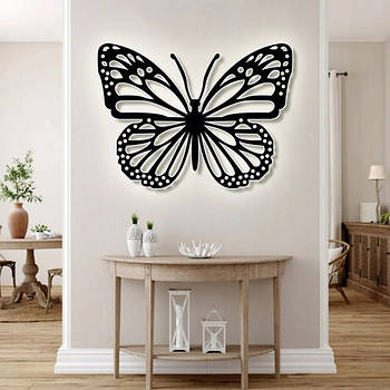 Панно 3D декоративне з об'ємом 15 мм для стін, Метелик 44 х 60 см коричневе