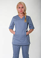 Серый медицинский костюм женский хирургический ткань коттон ( размер 42-60)