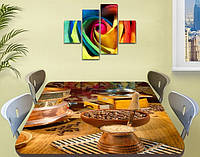 Виниловая наклейка на стол Кофе и Кухня ламинированная пленка декоративная, коричневый 60 х 100 см