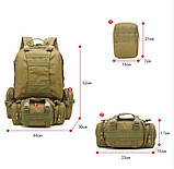 Тактичний похідний рюкзак Solve на 56 л D3-GGL-402 Койот.solve, фото 9