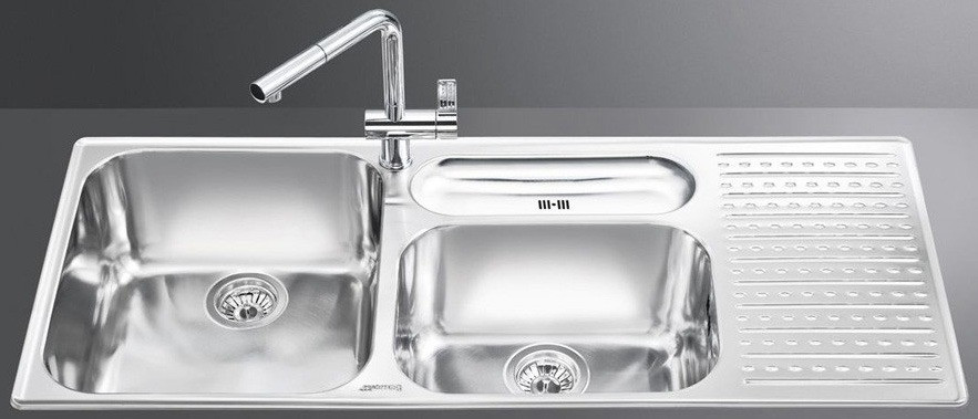 Метрова сталева багатоцільова мийка Smeg LTS1163D2, Італія