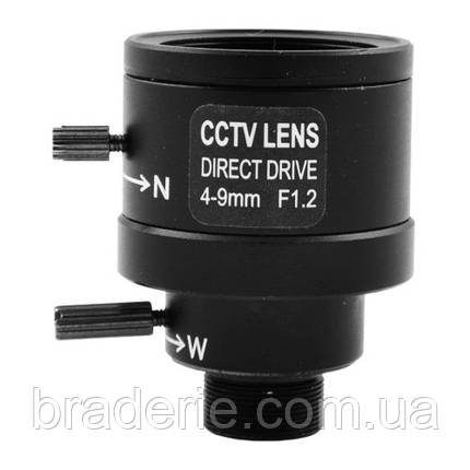 Варіофокальний об'єктив CCTV 1/3 PT 0409 4mm-9mm F1.2 Direct Drive, Manual Iris, фото 1