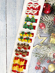 Шпильки качечки з прикрасами новорічні 3 см 10 пар/пач.