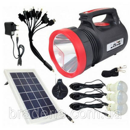 Ліхтар переносний Luxury 1908, 10W+22LED, FM радіо, power bank, ст. акум., TF card, сонячна панель, ЗП 220V, фото 1