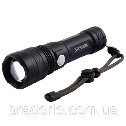 Ліхтар P512-HP50, 1x18650/3xAAA, індикація заряду, zoom, ЗП microUSB, Box, фото 1