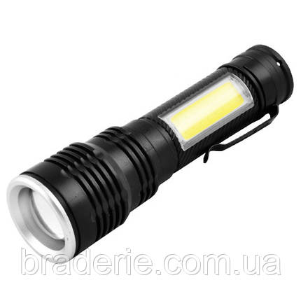 Ліхтар BL-T630S-XPE+COB, Li-Ion акумулятор, zoom, затискач, ЗП mircoUSB, Box, фото 1