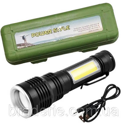 Ліхтар BL-T630S-XPE+COB, Li-Ion акумулятор, zoom, затискач, ЗП mircoUSB, Box, фото 3
