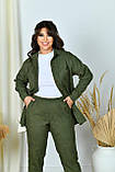 Стильний жіночий осінній прогулянковий вельветовий костюм батал: сорочка + штани-джогери (р.48+58). Арт-2672/5, фото 4