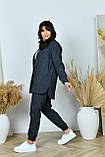Стильний жіночий осінній прогулянковий вельветовий костюм батал: сорочка + штани-джогери (р.48+58). Арт-2672/5, фото 7