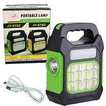 Ліхтар переносний JY-978D-LED+12COB, power bank, Li-Ion акум., сонячна батарея, ЗП microUSB, Box, фото 6