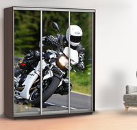 Наклейка для двери мотоцикл (наклейка для шкафа купе байк) 240 х 100 см с защитной ламинацией