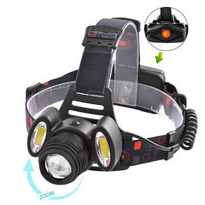 Ліхтар налобний Police 2117-T6+2COB, 2x18650, zoom, ЗУ microUSB, Box, фото 1