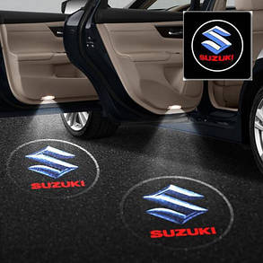 Лазерна дверна підсвітка/проєкція у двері автомобіля Suzuki 187 white-blue, фото 1