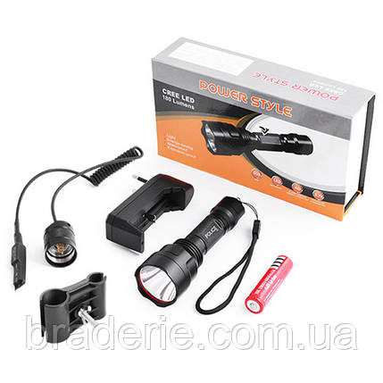 Ліхтар Police QC8-XPE, під рушницю, виноскак, 1х18650, ЗП 220V, Box, фото 1