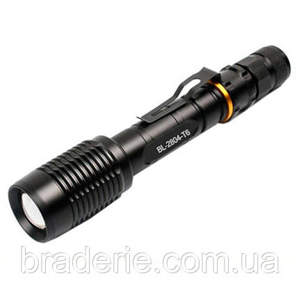 Ліхтар Police Q2804-T6 під рушницю, виноска.кнопка, ЗП 220 V, 2x18650, zoom, Box, фото 2
