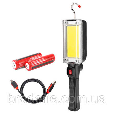 Ліхтар WORKLIGHT ZJ-8859-COB-3, ЗП micro USB, 2x18650, магніт, гак, фото 1