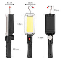 Ліхтар WORKLIGHT ZJ-8859-COB-3, ЗП micro USB, 2x18650, магніт, гак, фото 6