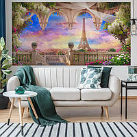 Постер декоративный, Парижский пейзаж, для визуального расширения пространства помещения 118 х 224 см с