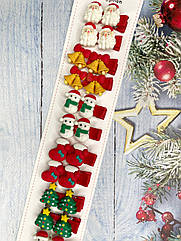 Шпильки качечки з прикрасами новорічні 3 см 10 пар/пач.