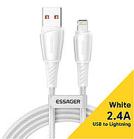 Кабель USB 2.0 AM/Apple Lightning 1м 3А в оплетке белый