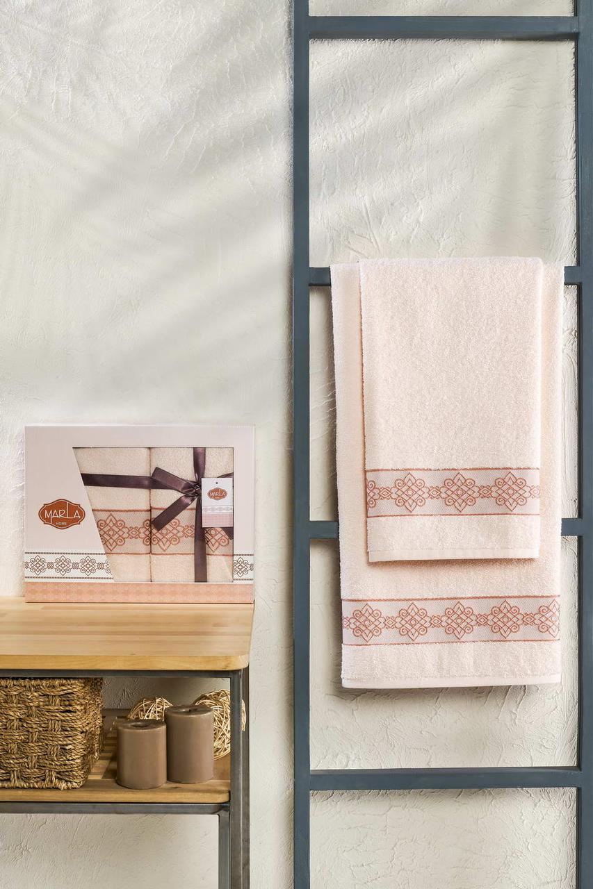 Набір махрових рушників Marla Bellanita 2 шт.: 50х90 см, 70х140 см Персиковий, фото 1