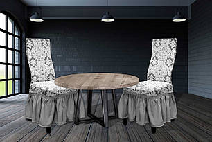 Чохли на стільці Damask зі спідницею, білі