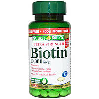 Біотин Ультра сила, Nature's Bounty, 10000 мкг, 120 рідких капсул. Зроблено в США.