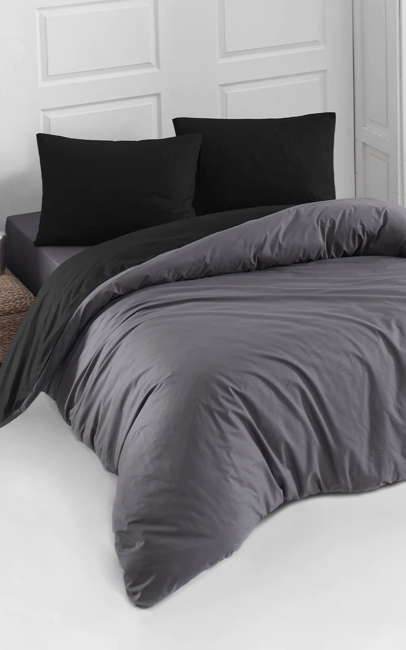 Постільна білизна Charlotte Colorpool Ranforse 160х220 см Siyah-Antrasit, фото 1