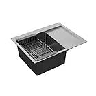 Раковина на кухню Kroner KRP Gebürstet - 6350LHM (3,0/1,0 мм) прямокутна з сифоном та сушаркою, фото 5