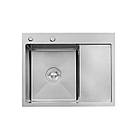 Раковина на кухню Kroner KRP Gebürstet - 6350LHM (3,0/1,0 мм) прямокутна з сифоном та сушаркою, фото 2