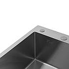 Раковина на кухню Kroner KRP Gebürstet - 6350LHM (3,0/1,0 мм) прямокутна з сифоном та сушаркою, фото 6